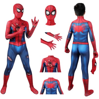Kids Spiderman PS5 Cosplay Costumes Damaged Edition Halloween Suit