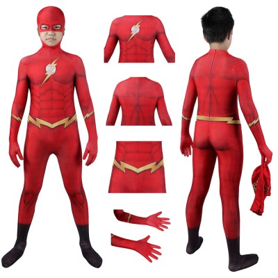 Kids Barry Allen S8 Cosplay Costumes Jason Garrick Halloween Suit