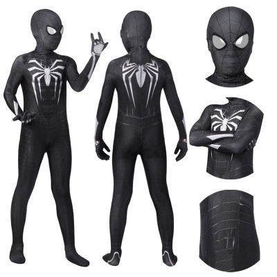 Kids Avenger Spiderman Miles Morales PS5 Symbiote Cosplay BodySuit