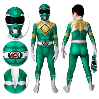 Kids Green Power Ranger Cosplay Suit
