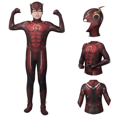 Kids Injustice 2 Barry Allen Cosplay Costumes Halloween BodySuit