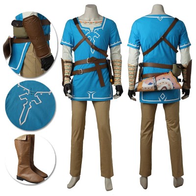 Link Blue Tunic Cosplay Costume The Legend of Zelda Breath of the Wild Suit