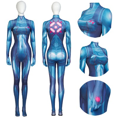 Metroid Cosplay Costume Samus Aran Blue Jumpsuits