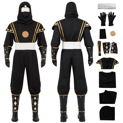 Mighty Morphin Power Rangers Cosplay Costumes Black Ninja Ranger Top Level Suits