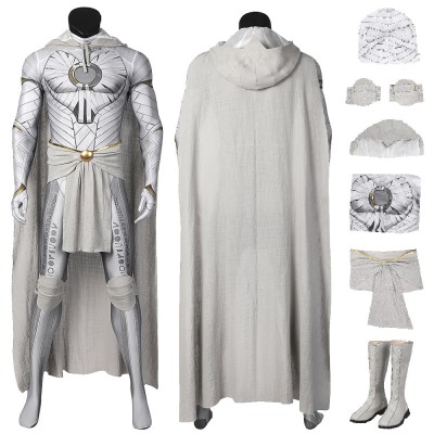 Moon Knight Cosplay Costumes White Spandex Bodysuit With Cloak
