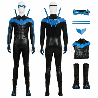 Nightwing Dick Grayson Cosplay Costumes Comic Blue Edition Top Level Suits
