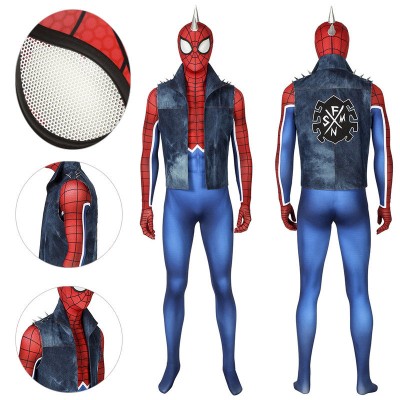 Punk-Rock Spidey Suit Hobart Brown Bodysuit With Vest