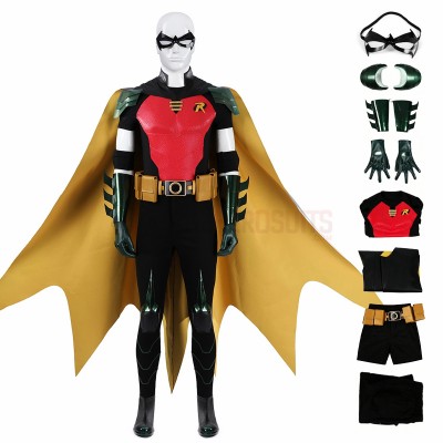 Red Robin Cosplay Costume Tim Drake Leather Suit