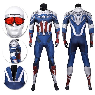 Sam Wilson Cosplay Costume The Falcon and the Winter Soldier Printed Spandex Jumpsuits