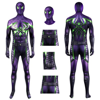 Spider-Man Miles Morales Cosplay Costume Purple Reign Spandex Bodysuit