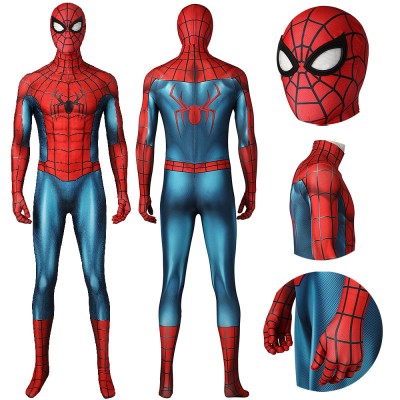 Spider-man No Way Home Ending Cosplay Costume Blue And Red Spandex Jumpsuits
