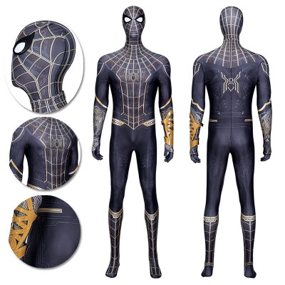 Spiderman 3 Cosplay Costumes Spiderman No Way Home Black Gold Suits