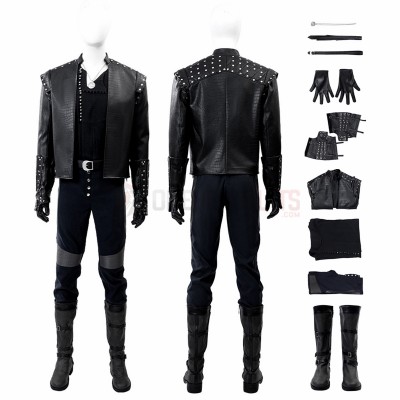 The Witcher 5 Cosplay Costumes Geralt Black Suits Top Level