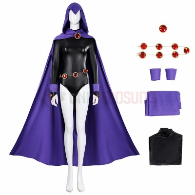 Titans Raven Rachel Roth Cosplay Costume With Purple Cape