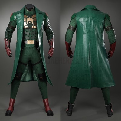 Vought Rising Cosplay Costume Soldier Boy Green Leather Suit