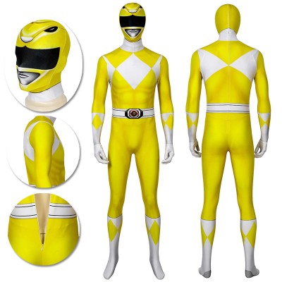 Yellow Power Ranger Suit Spandex Power Rangers Costumes Printed Edition