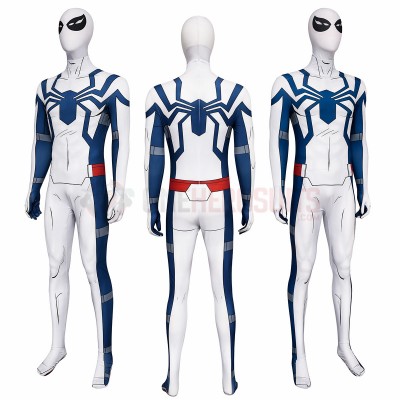 Your Friendly Neighborhood Spider-Man Cosplay Costumes Osborn White HD Printed Jumpsuit