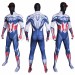 Captain America 4 Cosplay Costumes Sam Wilson White and Blue HD Printed Jumpsuit
