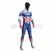 Captain America 4 Cosplay Costumes Sam Wilson White and Blue HD Printed Jumpsuit