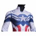 Captain America 4 Cosplay Costumes Sam Wilson White and Blue HD Printed Jumpsuit
